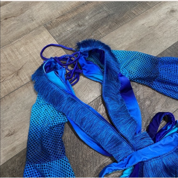 PatBO Ombre Netted Beach Dress Blue Cut Out - Picture 12 of 12